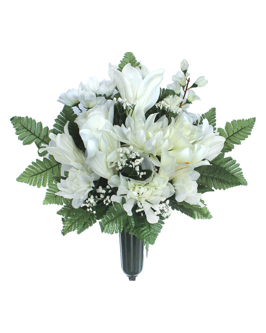 White Floral Mix FORWARD-FACING Vase
