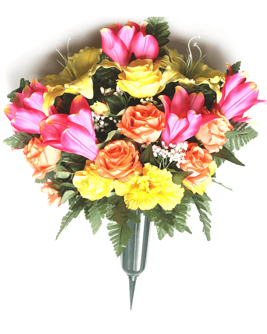 Pink, Orange & Yellow Rose/Lily/Gerbera Mix FULL Vase